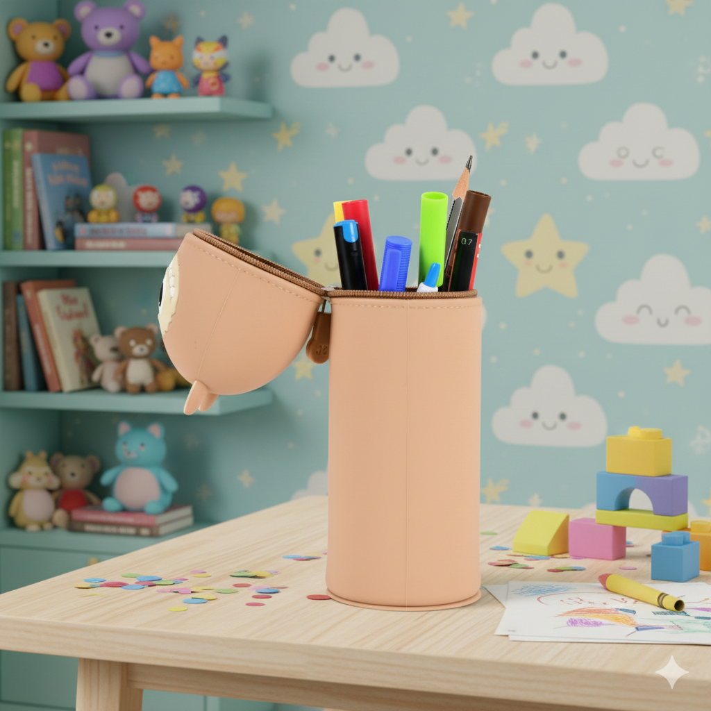 Playful Trendy Labubu Vacuum Sucktion pen/pencil pouch (Beige)