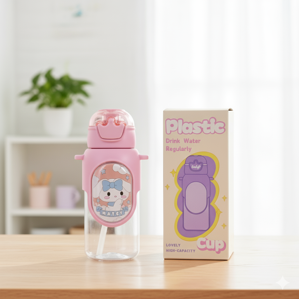 Pink Puppy Kids Water Bottle- 450 ml (Pink)