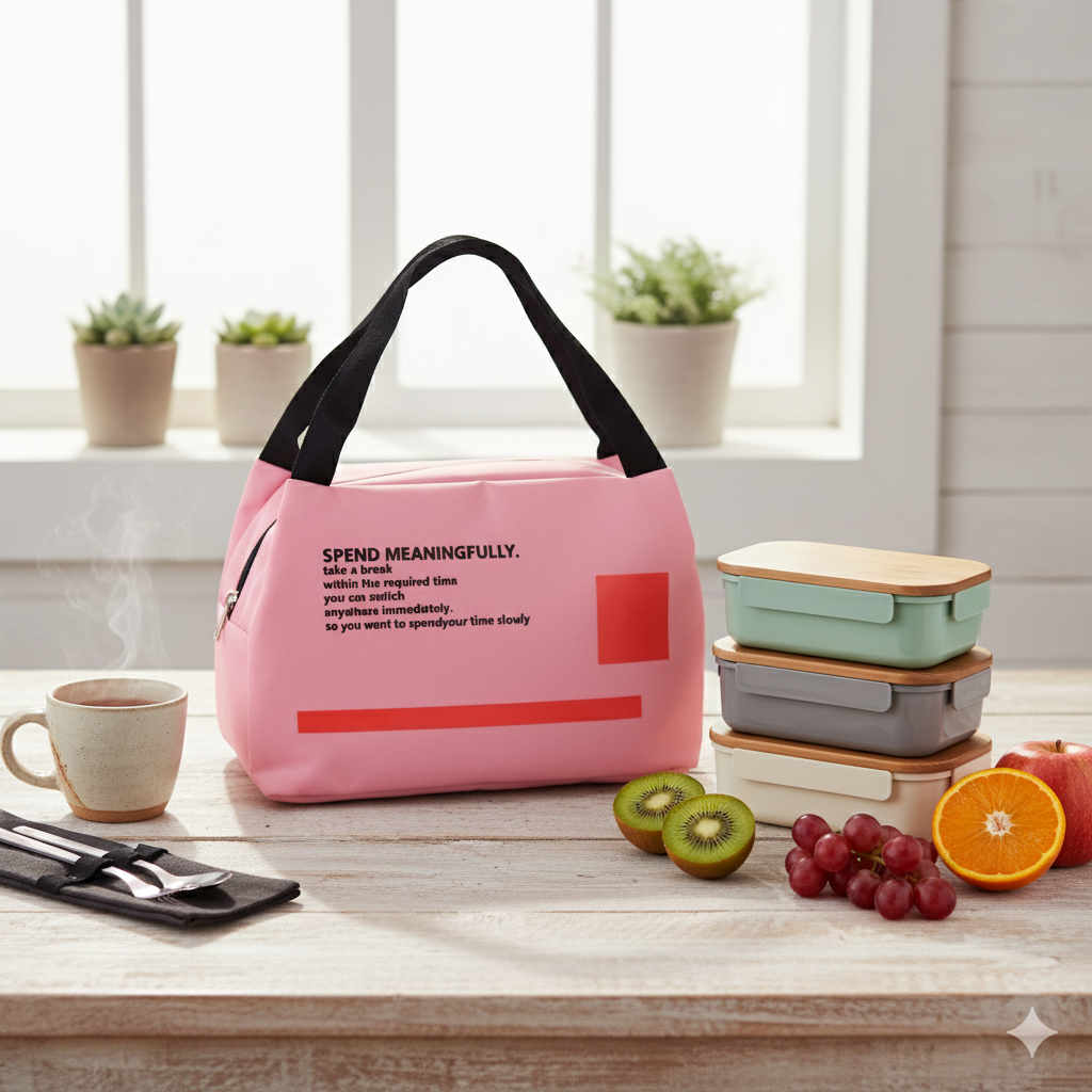Pink Thermal Insulated Lunch Bag