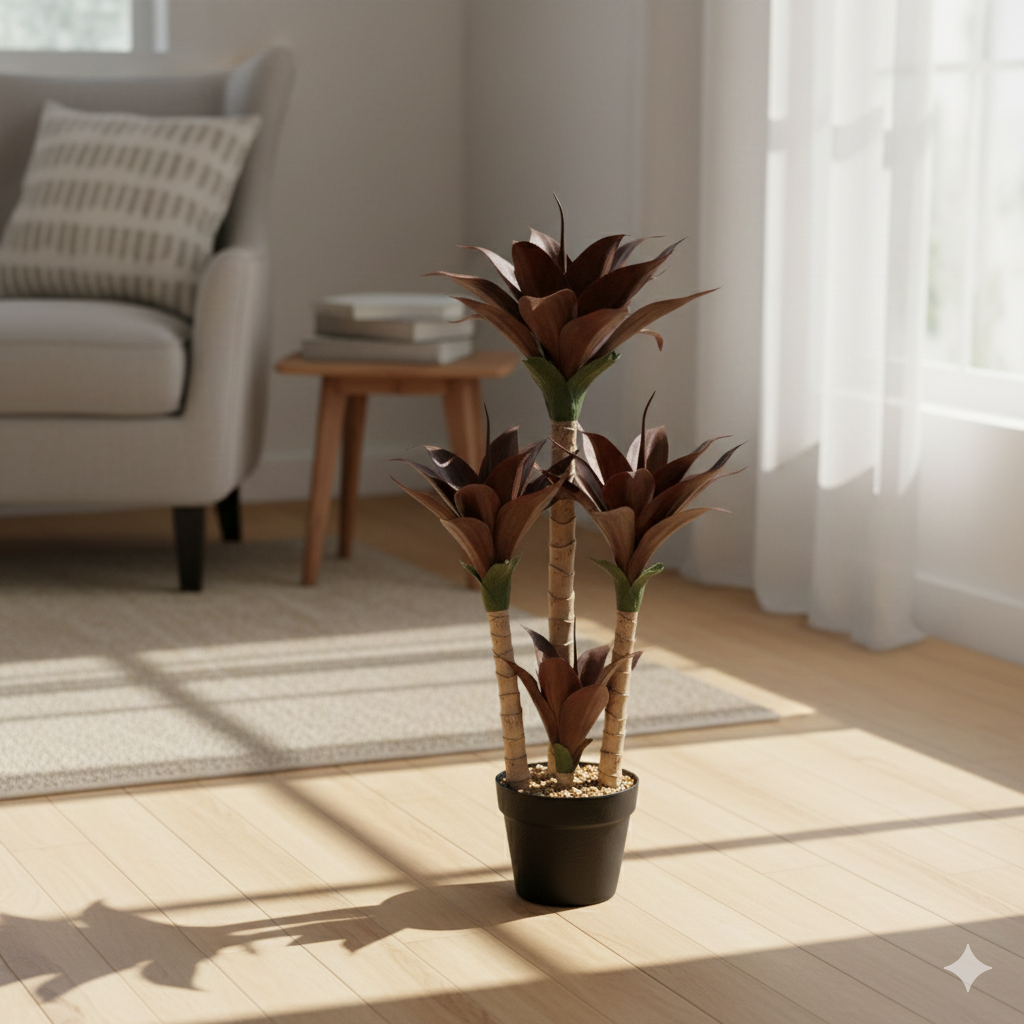 Artificial Planter-Yucca plant (Maroon)