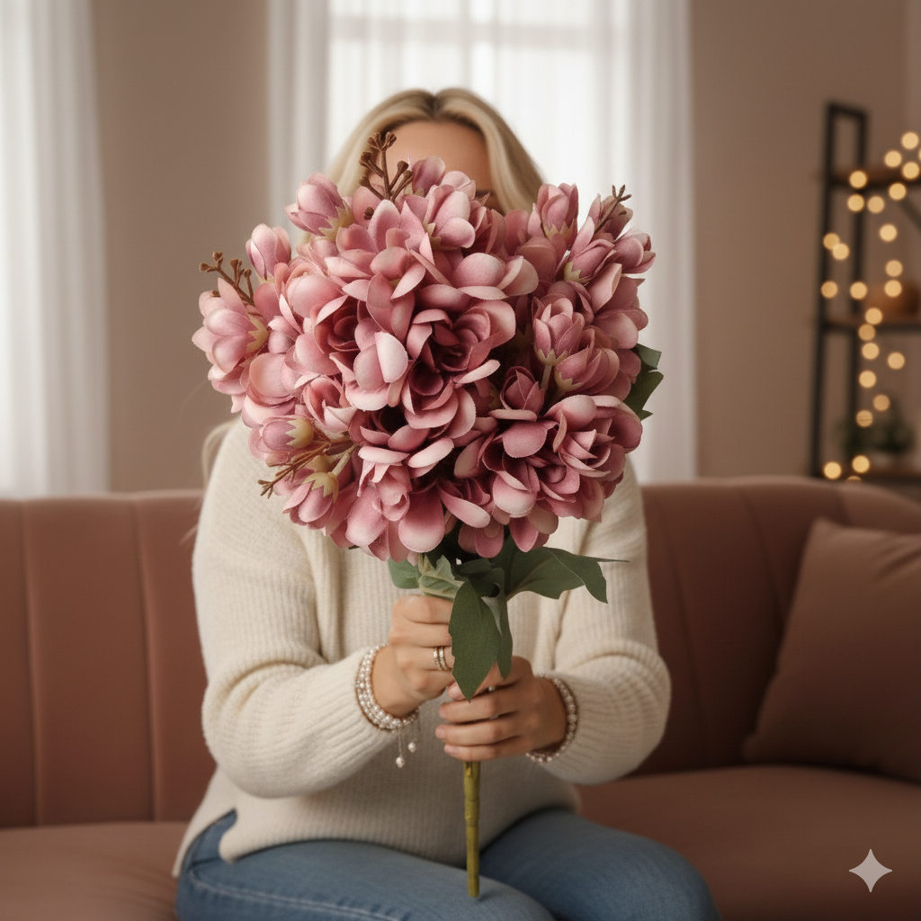 Artificial Pink Hydrangea Flower Bunch