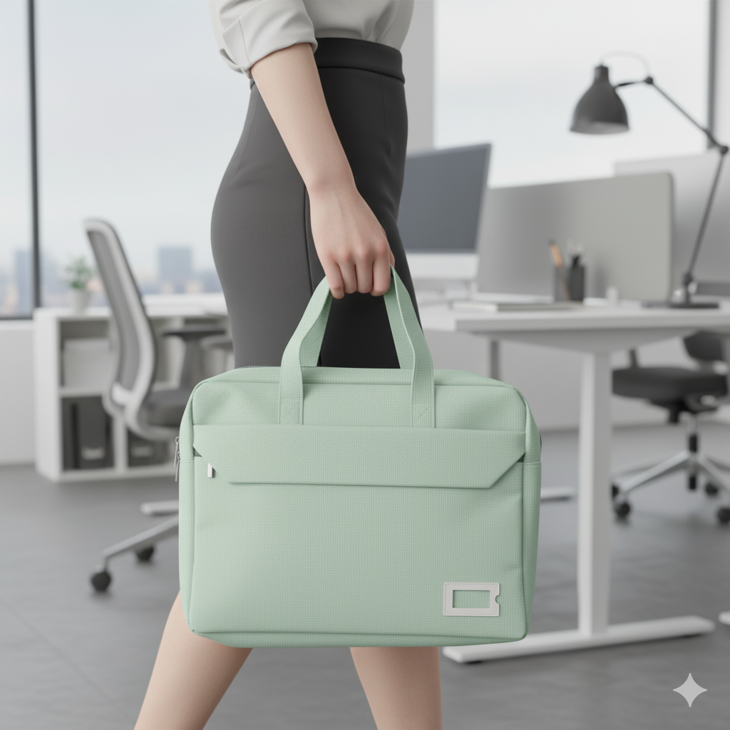 Trendy Light Green Laptop Bag