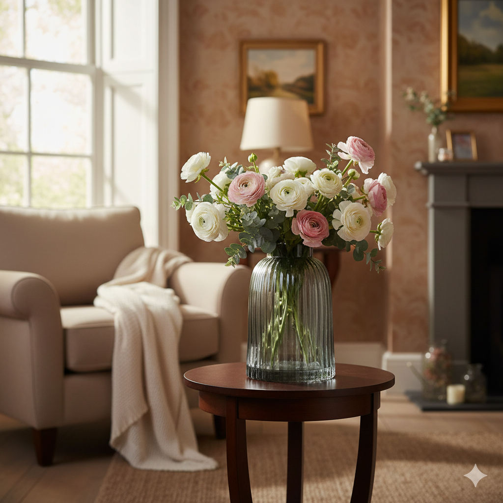 Smoky Grey Textured Glass Vase – Cylindrical Body with Flared Neck