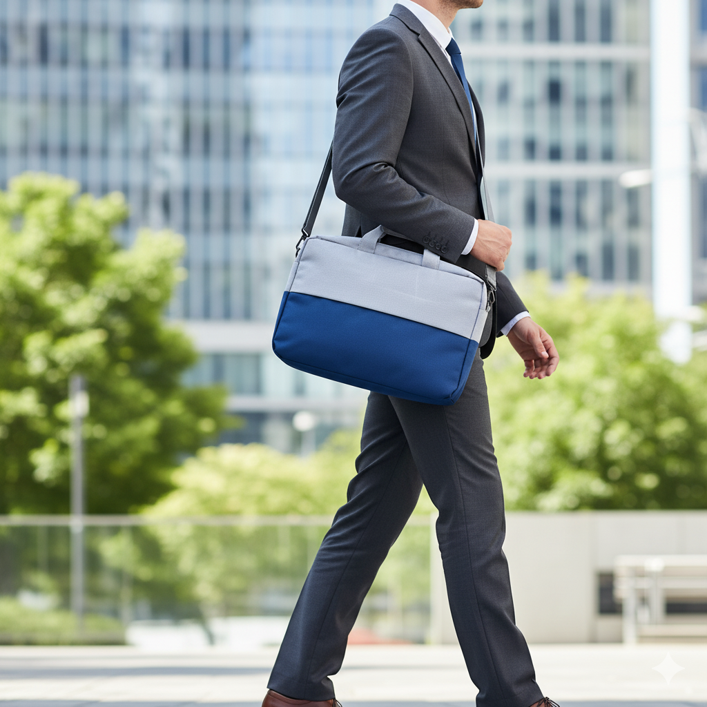 Two Toned Laptop Bag (Blue)