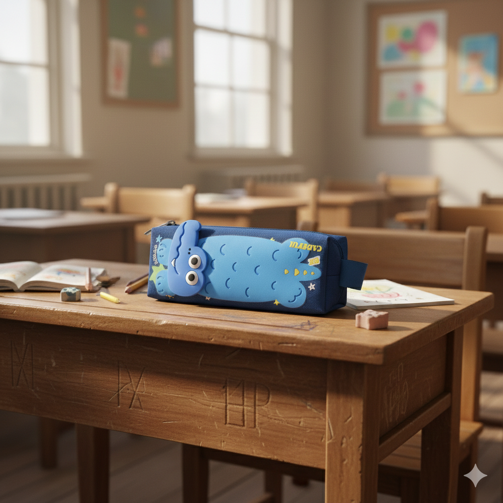 Pen/Pencil Crocodile 3d Pen/Pencil Pouch-Dark Blue Shades