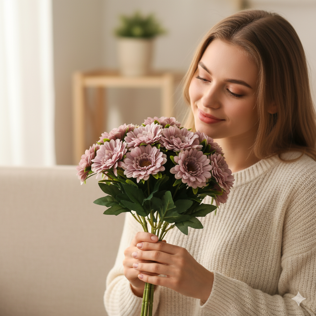 Artificial Mauve Gerbera Daisy Flower Bunch