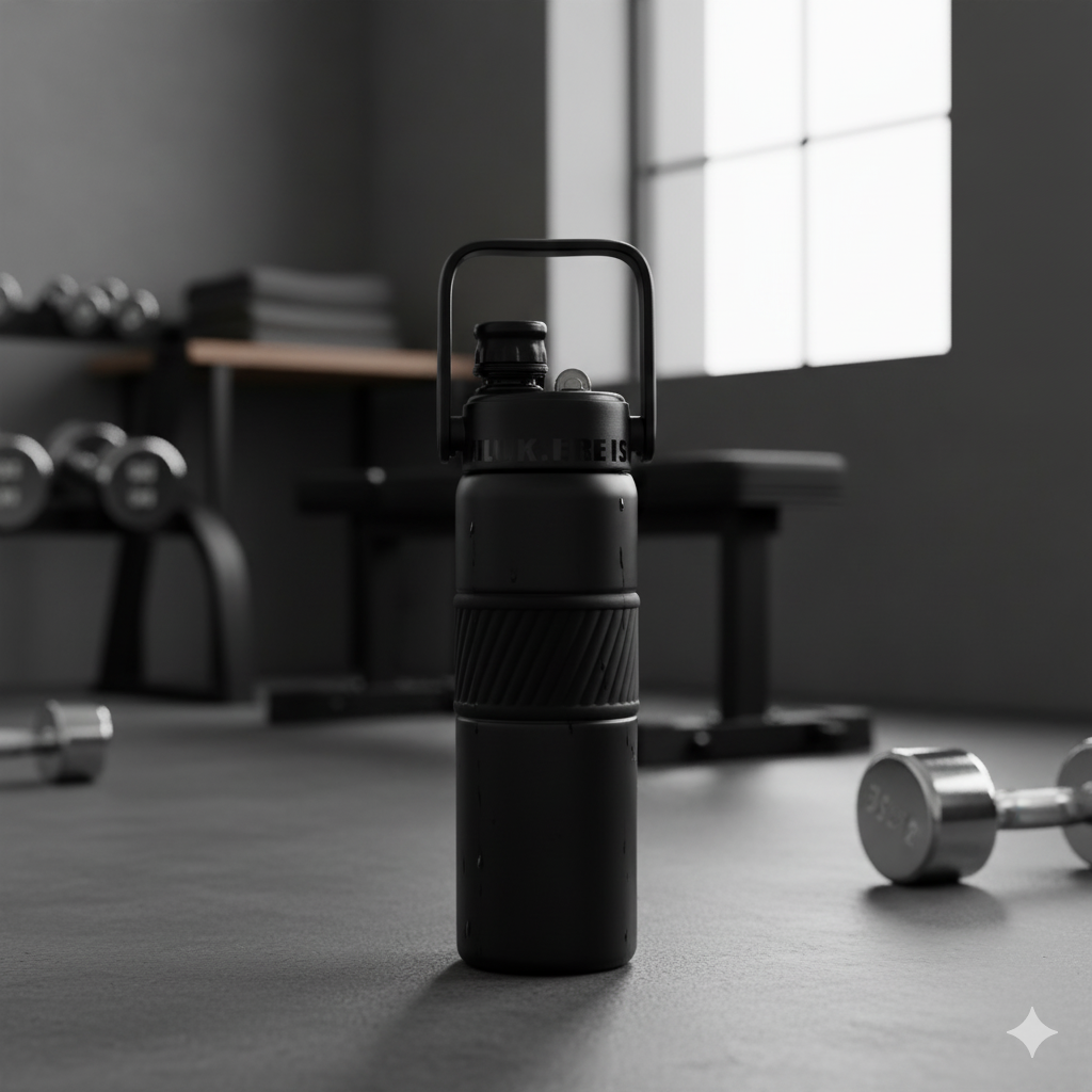 Grip & Go Bottle- Stainless Steel (Black)