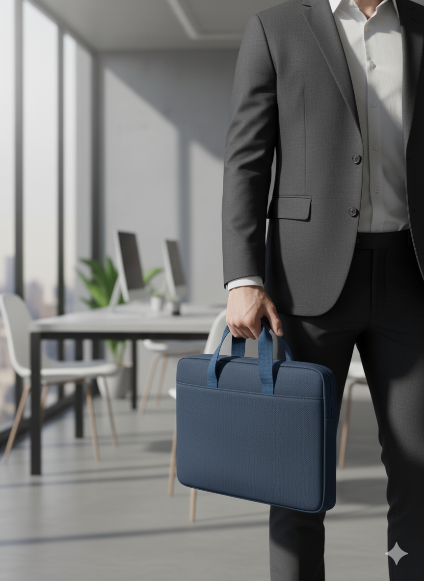 Classic Laptop Bag – Navy Blue