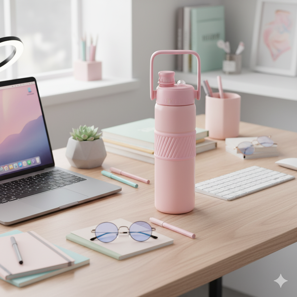 Grip & Go Bottle- Stainless Steel (Pink)