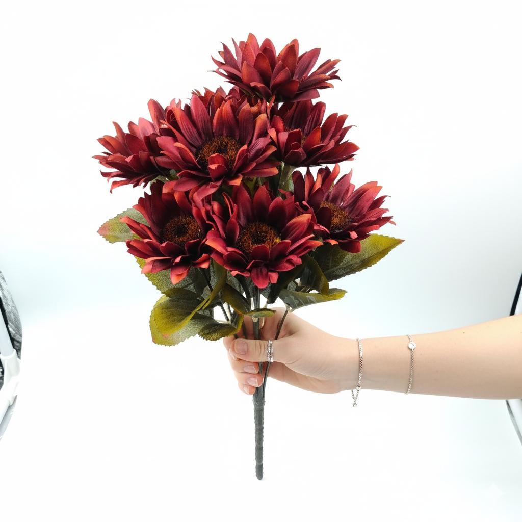 Artificial Red Gerbera Daisy Flower Bunch