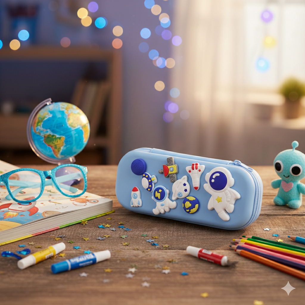 DIY Space-Themed Pencil Box (Light Blue)