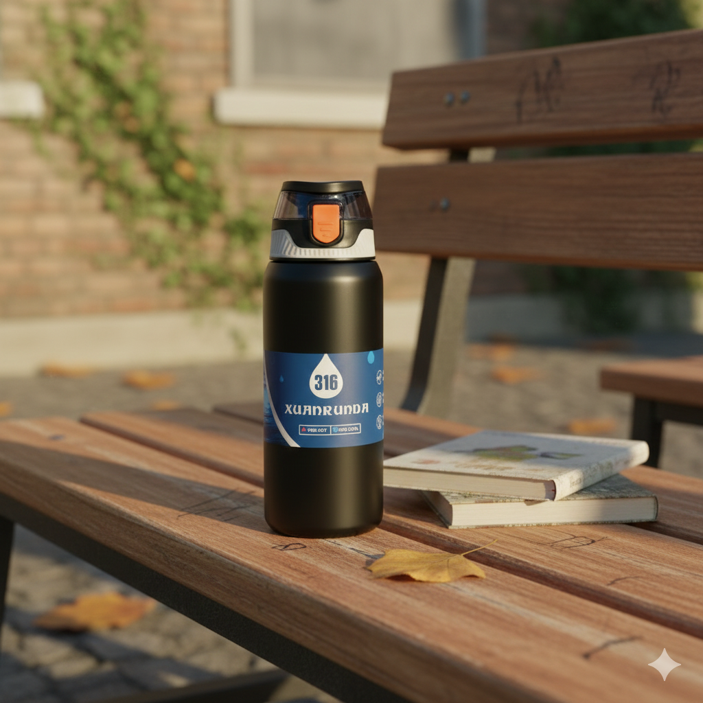 Insulated Sipper Bottle – 850ml (Black)