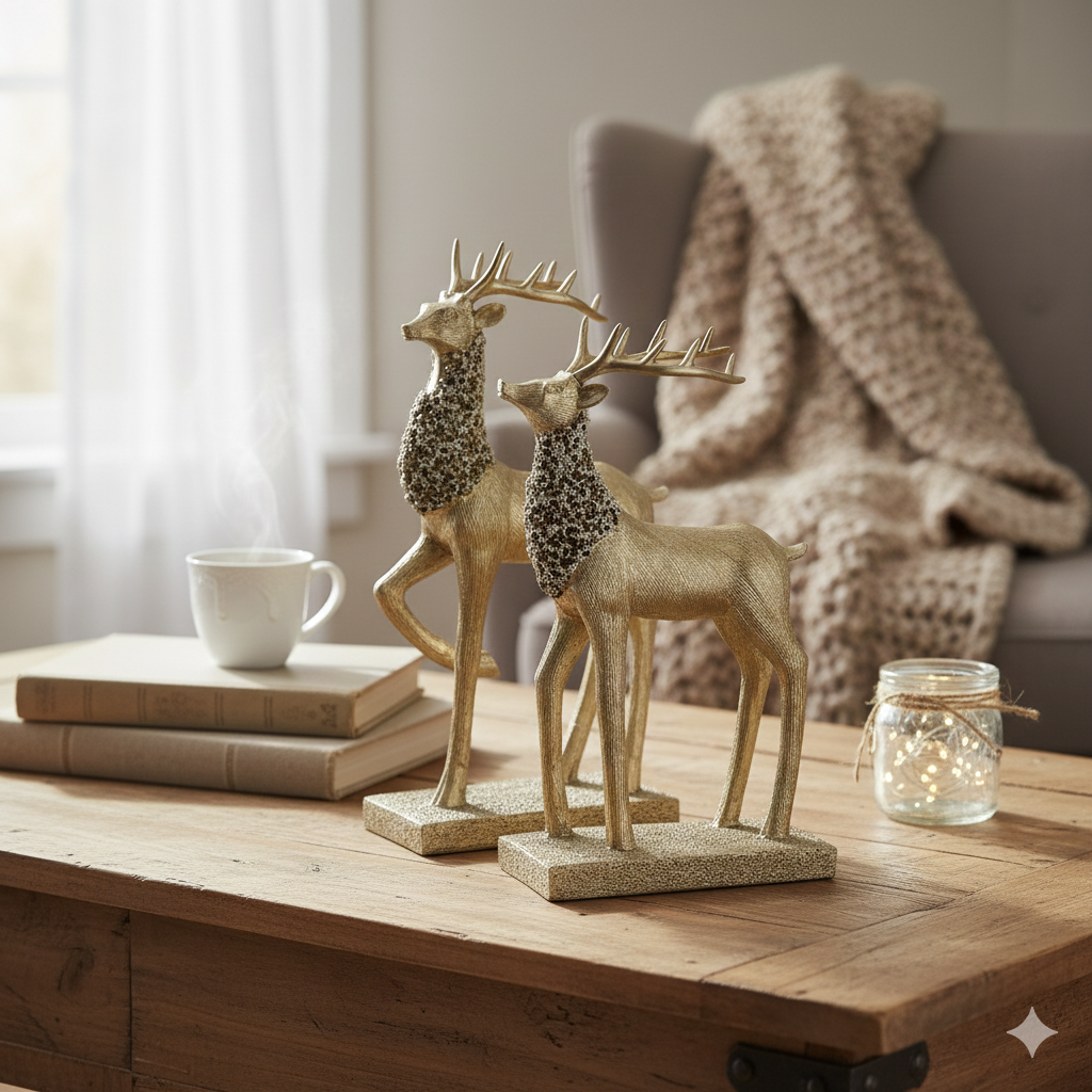 Elegant Deer Figurines – Polyresin Decorative Showpiece Set of 2