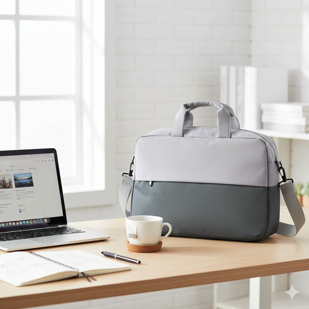 Two Toned Laptop Bag  (Greyish)