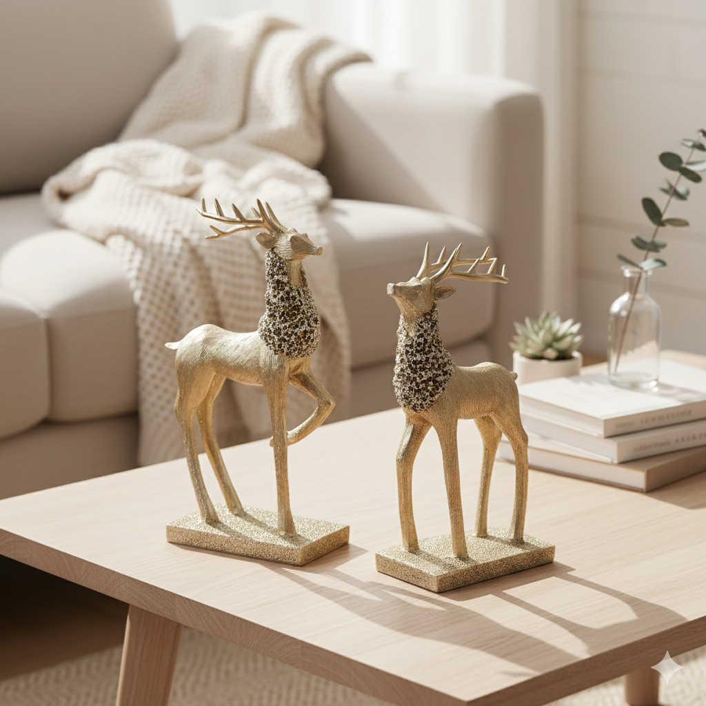 Elegant Deer Figurines – Polyresin Decorative Showpiece Set of 2