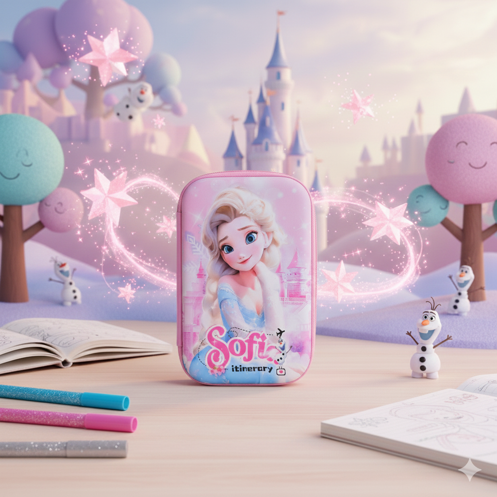 Frozen with this Elsa-Themed Zipper Pencil Case- Pink