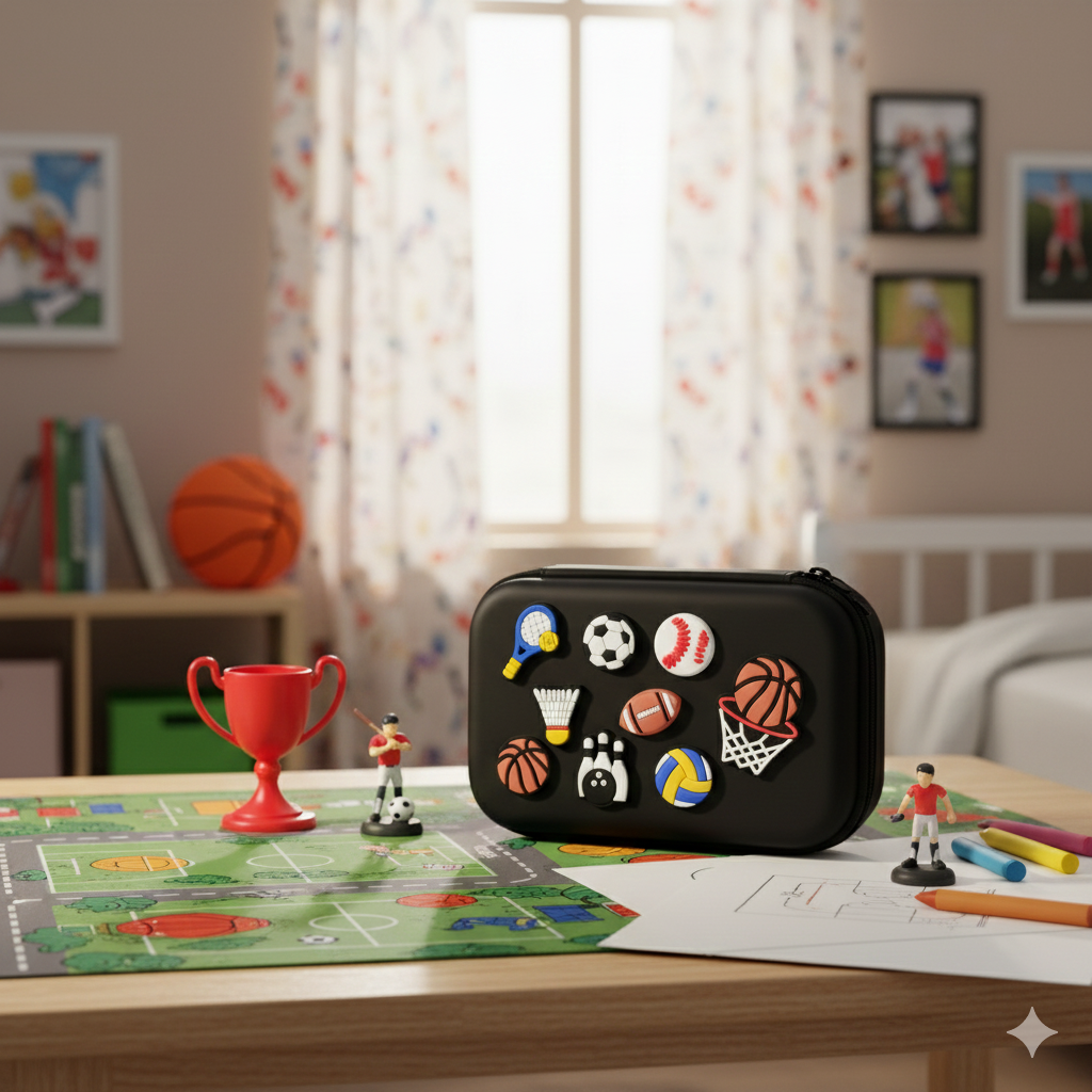 DIY Sports-Themed Pencil Box (Black)