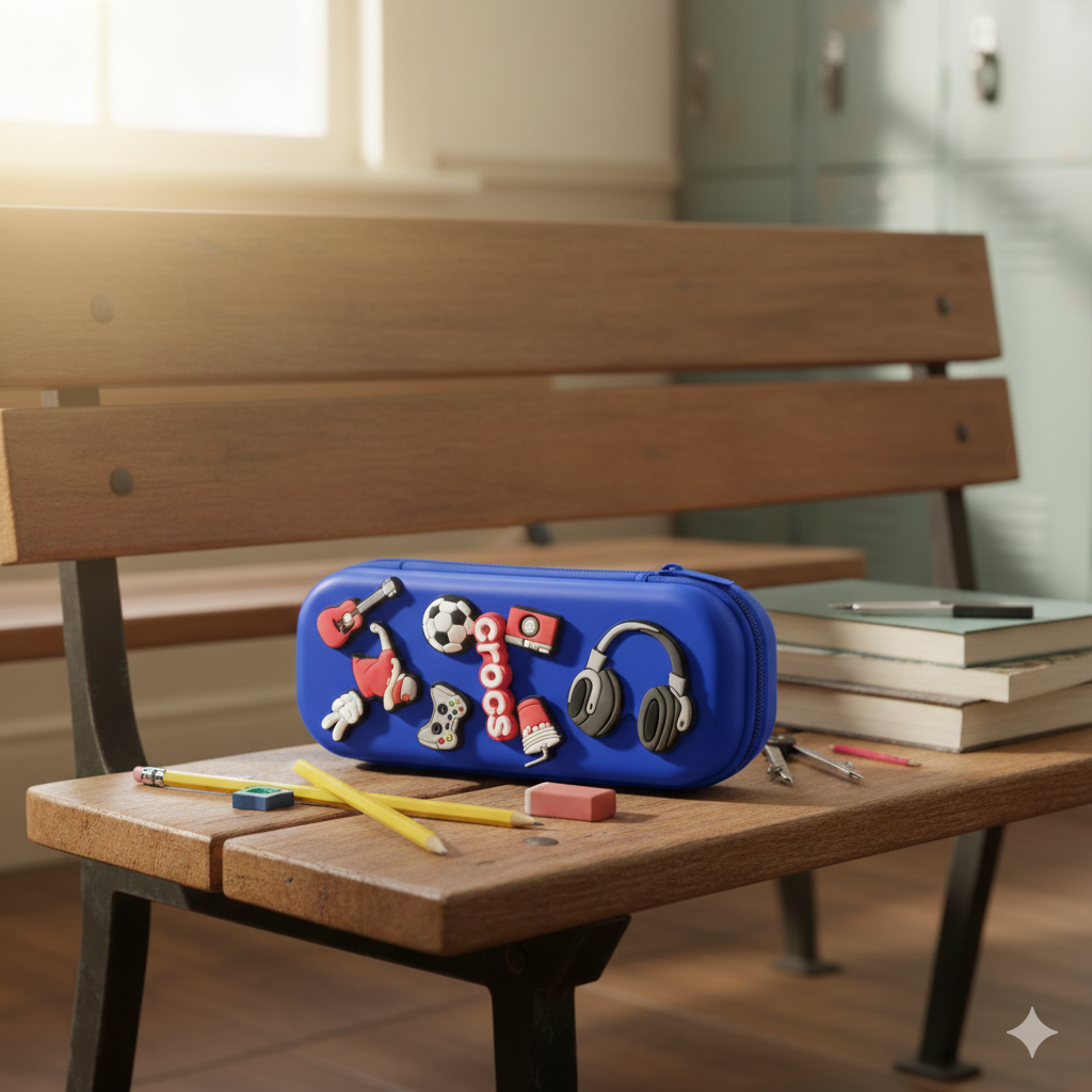DIY Music & Sports-Themed Pencil Box (Dark Blue)