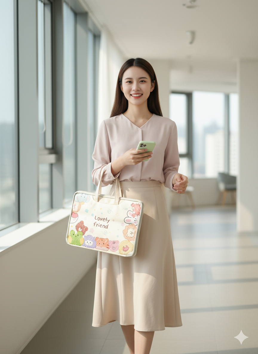 Lovely Friend Printed Laptop & Document Bag