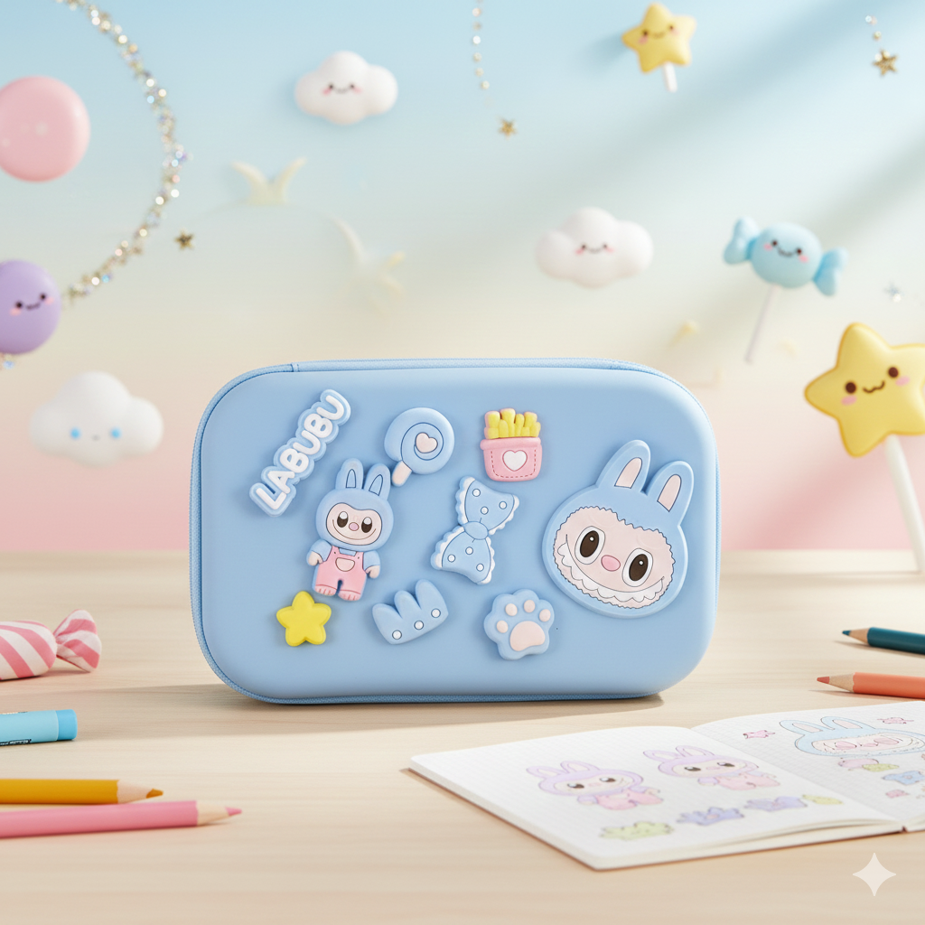DIY Labubu-Themed Pencil Box-Big Size (Blue)