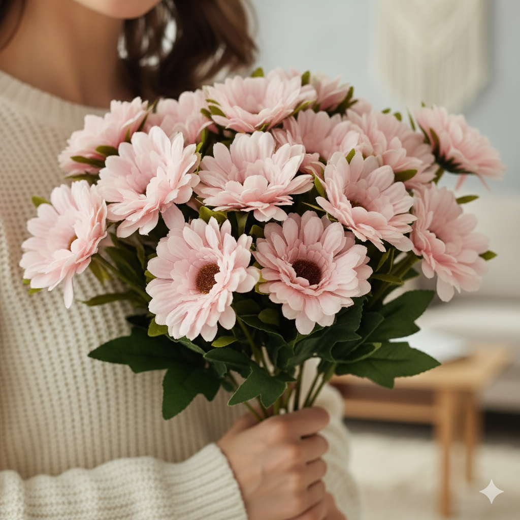 Artificial Light Pink Gerbera Daisy Flower Bunch