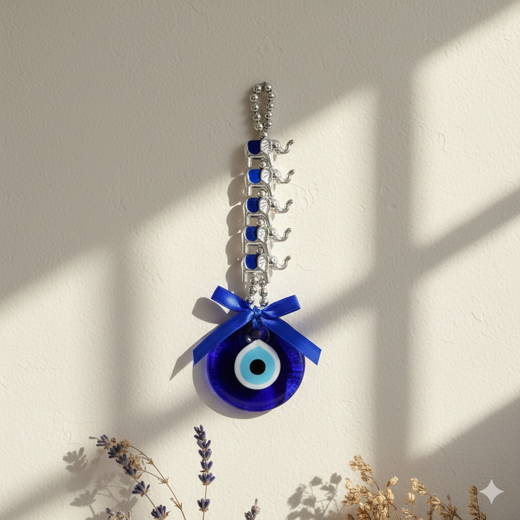 Evil Eye Wall Hanging with Elephant Design