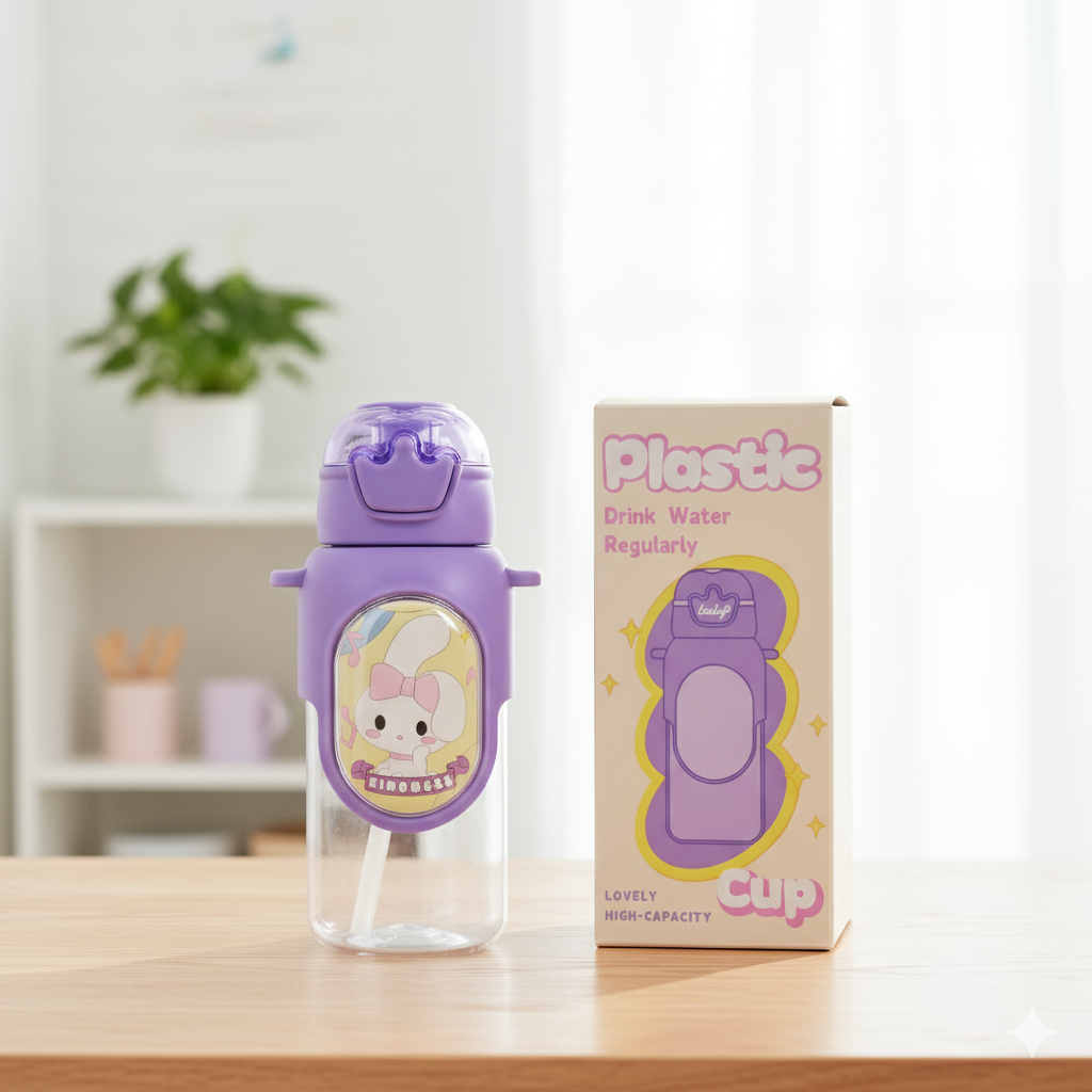 Pink Puppy Kids Water Bottle- 450 ml (Purple)
