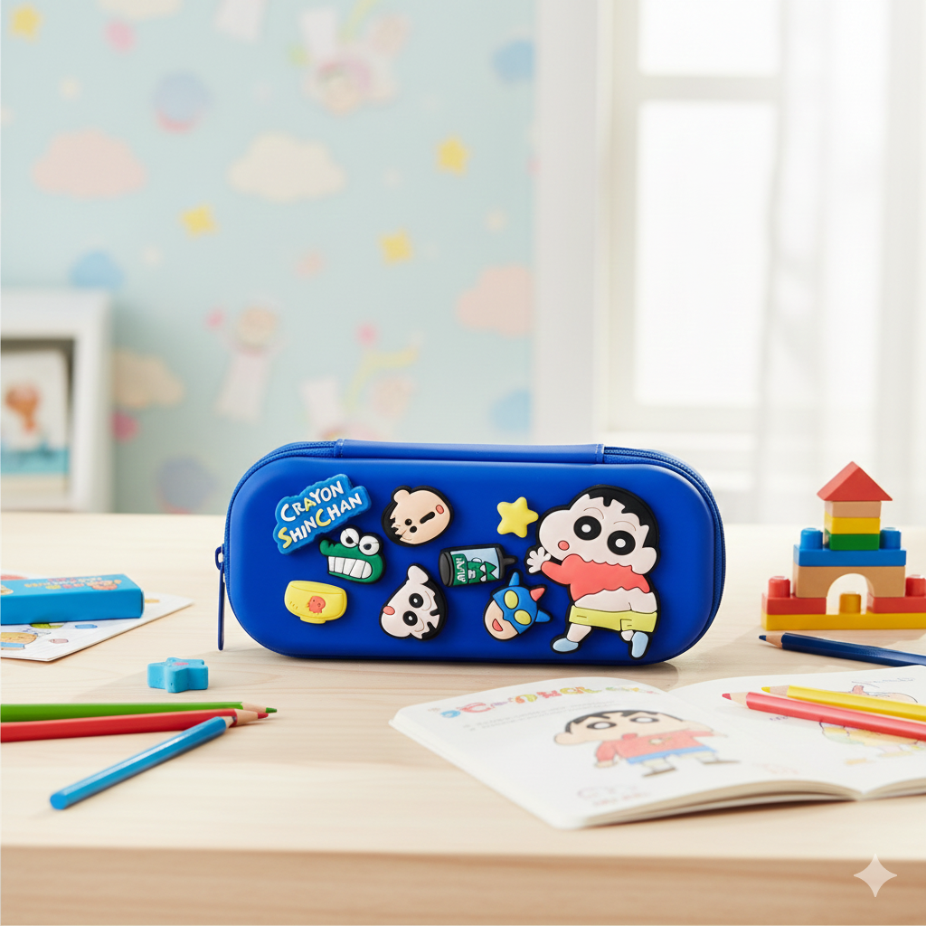 DIY Shinchan-Themed Pencil Box (Dark Blue)