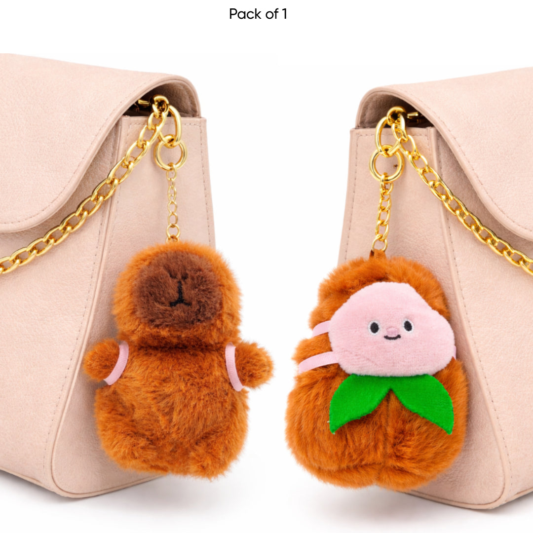 Bella N Bloom Cute Capybara Fruit Plush Keychain Charm