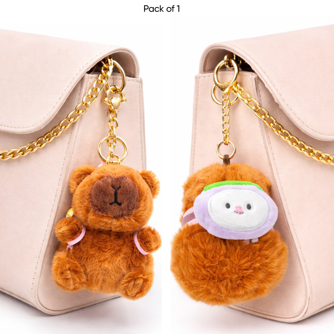 Bella N Bloom Cute Capybara Fruit Plush Keychain Charm