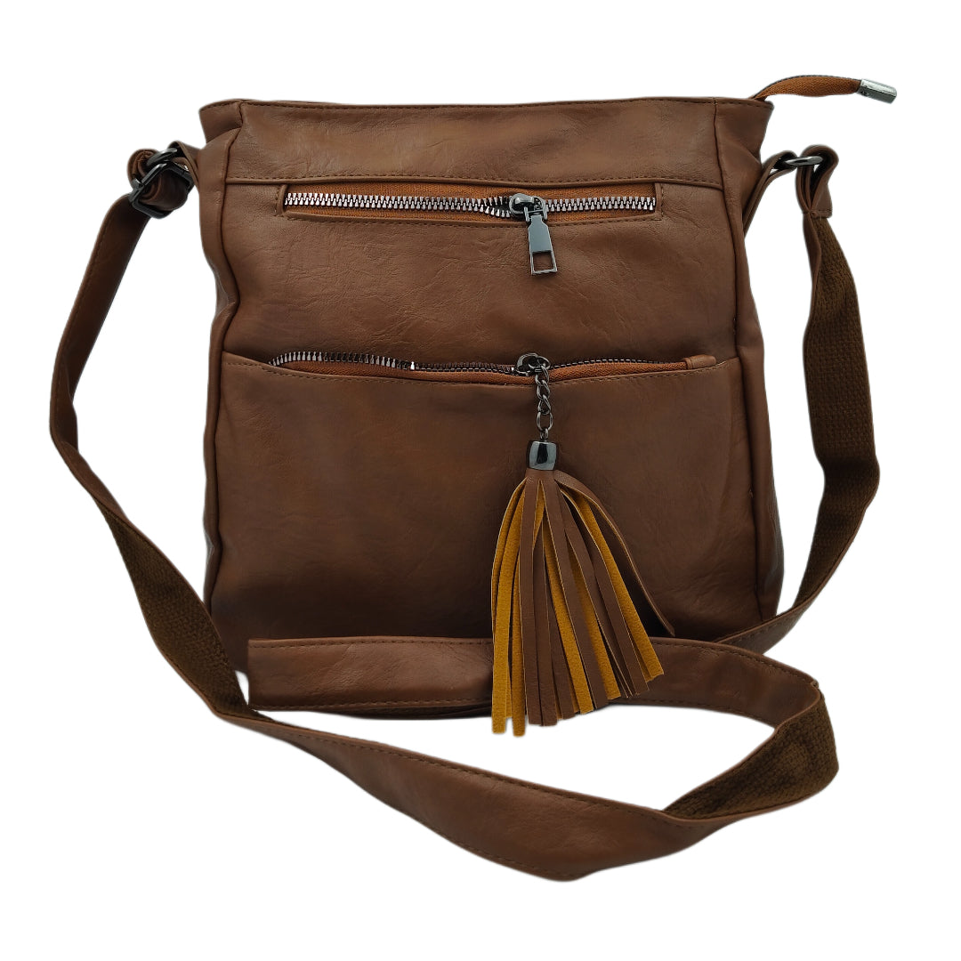 Women’s Everyday Tan Brown Casual Sling Bag – Premium PU Leather Crossbody Edition