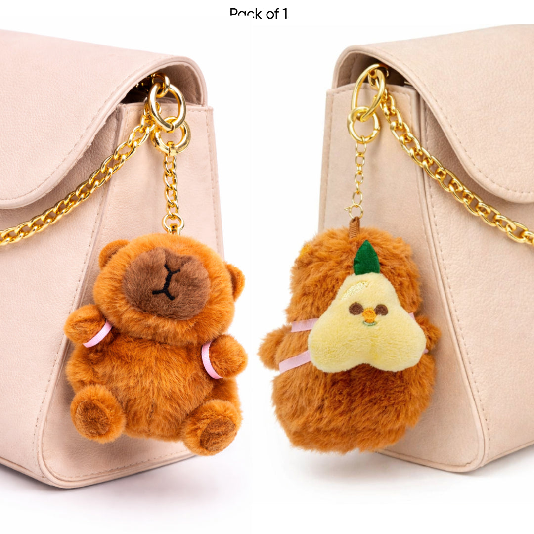 Bella N Bloom Cute Capybara Fruit Plush Keychain Charm