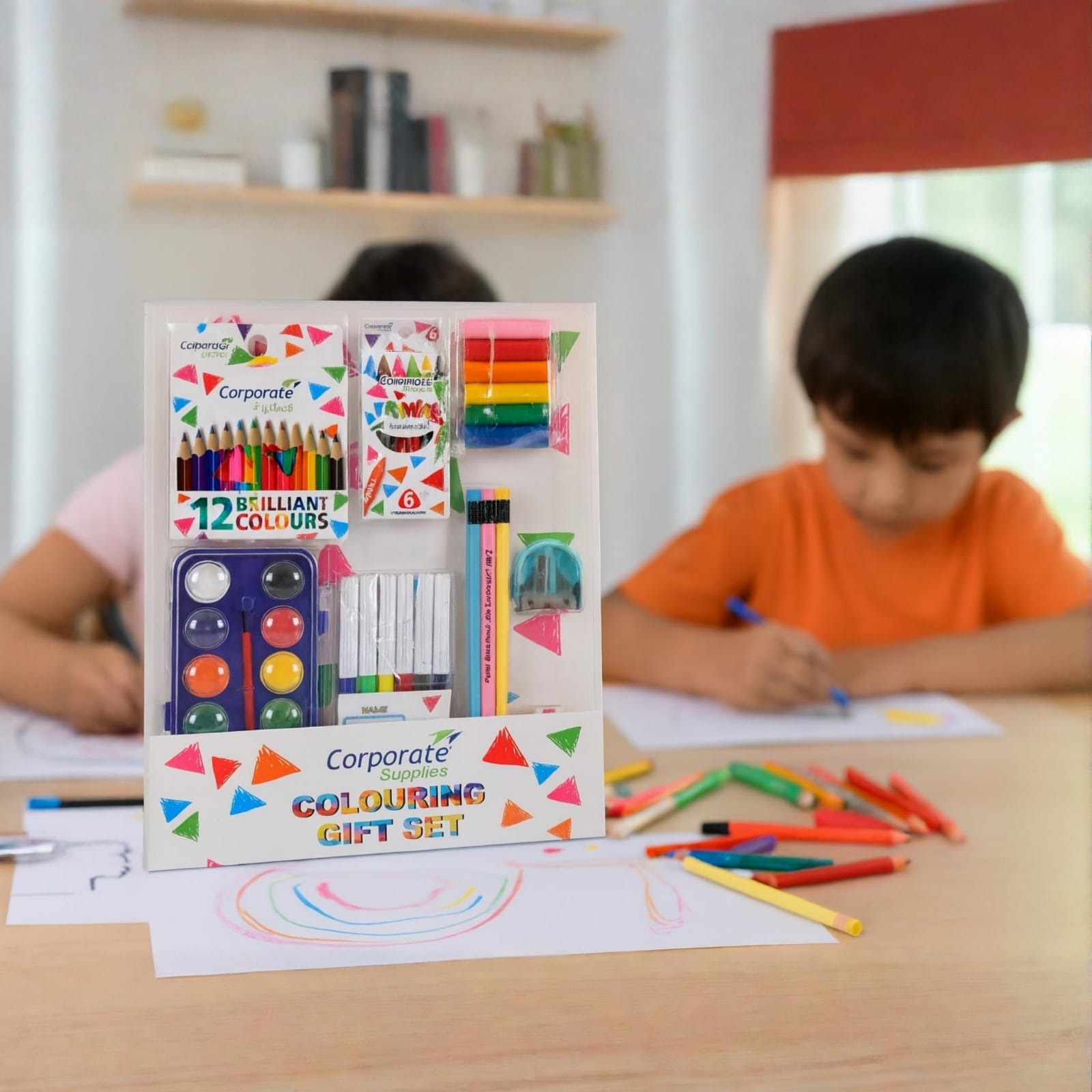 All-in-One Colouring Gift Set for Kids – Crayons, Sketch Pens, Watercolours, Pencils, Clay, Sharpener